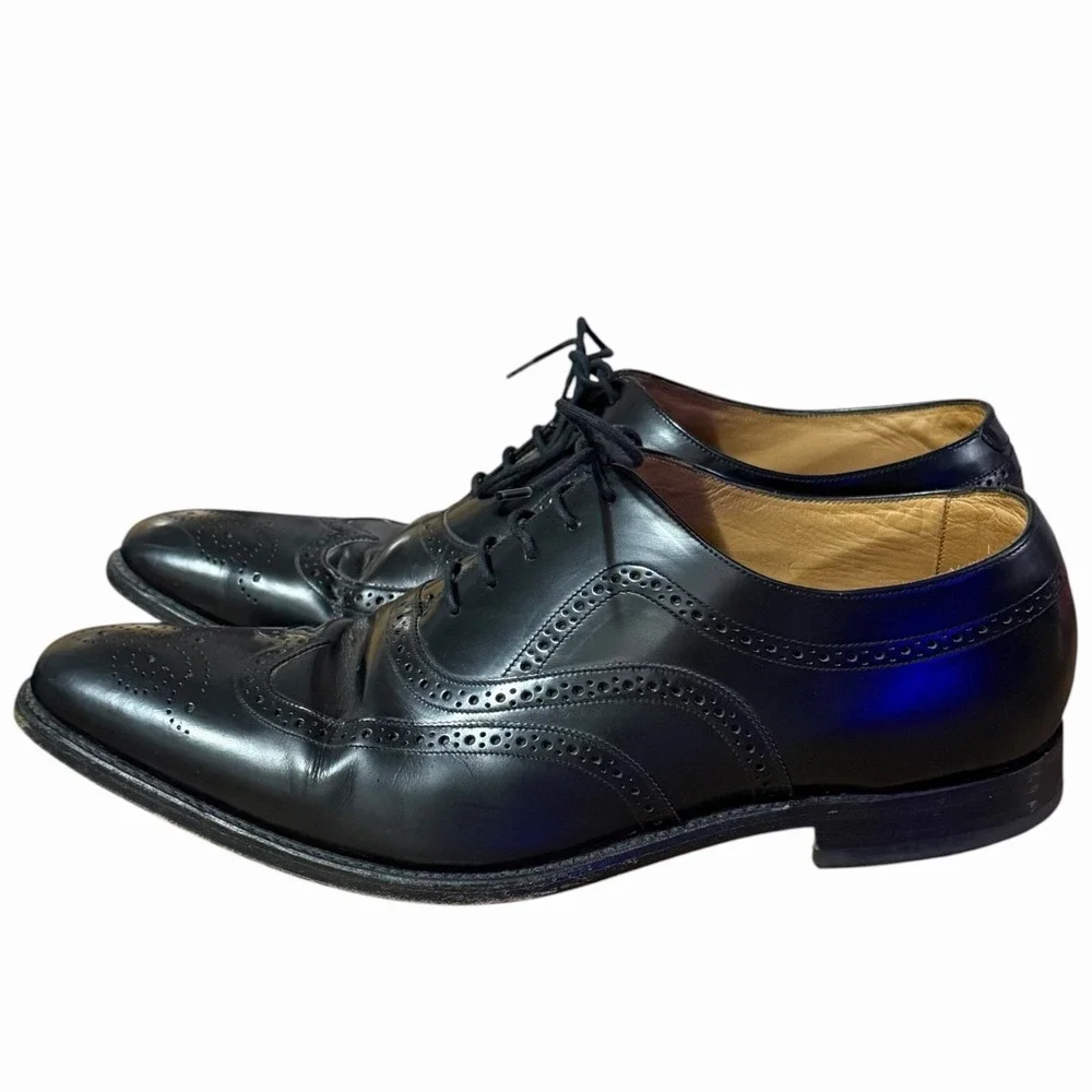 Loake Matrix Wingtip Brogue Oxford Shoes Men's Size 11 Black Leather‎ England